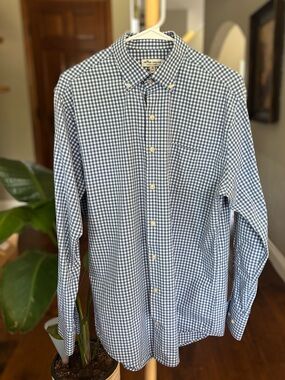 Peter Millar Blue White Gingham Check Dress Shirt Men's Medium